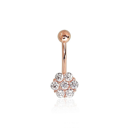 Nabale,  - Kuldpiercing nabale, 1.27 g, Punane Kuld 585 proov, Tsirkonid