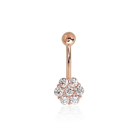 Nabale,  - Kuldpiercing nabale, 1.28 g, Punane Kuld 585 proov, Tsirkonid