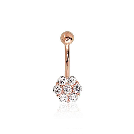 Nabale,  - Kuldpiercing nabale, 1.29 g, Punane Kuld 585 proov, Tsirkonid
