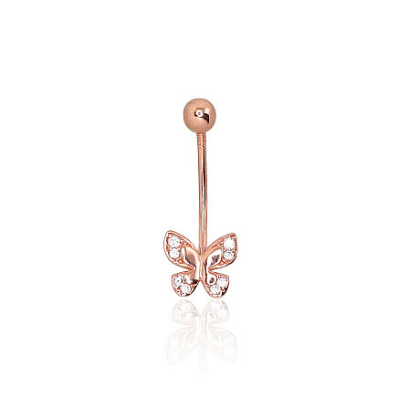 Nabale,  - Kuldpiercing nabale, 0.99 g, Punane Kuld 585 proov, Tsirkonid