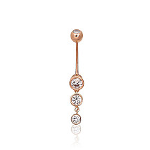 Kuldpiercing nabale, Punane Kuld 585 proov, Tsirkonid