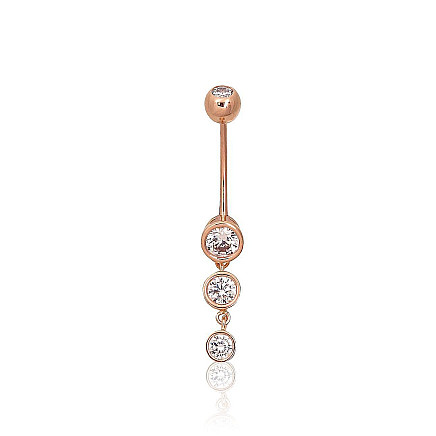 Nabale,  - Kuldpiercing nabale, 1.58 g, Punane Kuld 585 proov, Tsirkonid