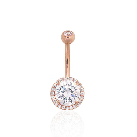 Nabale,  - Kuldpiercing nabale, 1.92 g, Punane Kuld 585 proov, Tsirkonid
