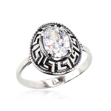 Серебряное кольцо, Серебро 925 проба, оксид (покрытие), Цирконы