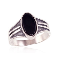 Серебряное кольцо, 18, 3.8 g, Серебро 925 проба, оксид (покрытие), Оникс