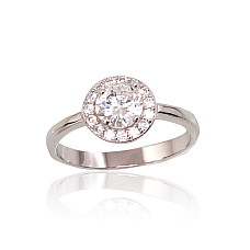Серебряное кольцо, 16.5, 2.6 g, Серебро 925 проба, родий (покрытие), Цирконы