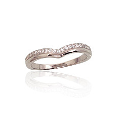 Серебряное кольцо, 16, 1.7 g, Серебро 925 проба, родий (покрытие), Цирконы