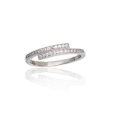 Серебряное кольцо, 18, 1.6 g, Серебро 925 проба, родий (покрытие), Цирконы