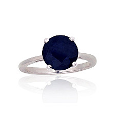 Серебряное кольцо, 16, 1.8 g, Серебро 925 проба, родий (покрытие), Сапфир