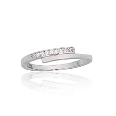 Серебряное кольцо, 17, 1.7 g, Серебро 925 проба, родий (покрытие), Цирконы