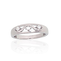 Серебряное кольцо, Серебро 925 проба, родий (покрытие), Цирконы