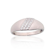 Серебряное кольцо, 17.5, 2.5 g, Серебро 925 проба, родий (покрытие), Цирконы