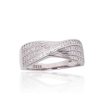 Женские,  - Серебряное кольцо, 18, 3.6 g, Серебро 925 проба, родий (покрытие), Цирконы