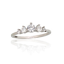 Серебряное кольцо, Серебро 925 проба, родий (покрытие), Цирконы