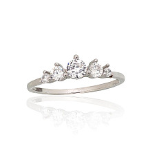Серебряное кольцо, 19, 1.3 g, Серебро 925 проба, родий (покрытие), Цирконы