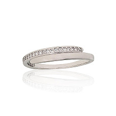 Серебряное кольцо, 17, 1.7 g, Серебро 925 проба, родий (покрытие), Цирконы