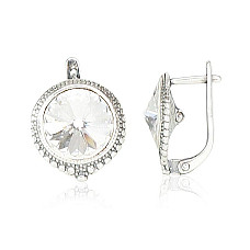 Серебряные серьги на английском замке, 9.3 g, Серебро 925 проба, оксид (покрытие), Кристаллы
