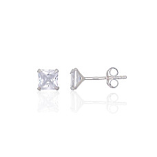 Серебряные серьги-пуссеты, Серебро 925 проба, Цирконы