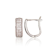 Серебряные серьги на английском замке, 2.8 g, Серебро 925 проба, родий (покрытие), Цирконы