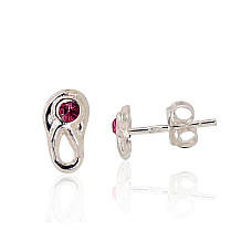 Серебряные серьги-пуссеты, Серебро 925 проба, оксид (покрытие), Цирконы