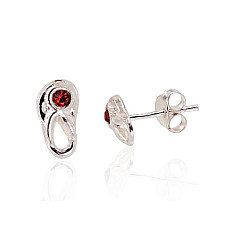 Серебряные серьги-пуссеты, Серебро 925 проба, оксид (покрытие), Цирконы