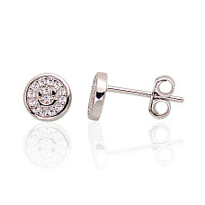 Серебряные серьги-пуссеты, 1.2 g, Серебро 925 проба, родий (покрытие), Цирконы