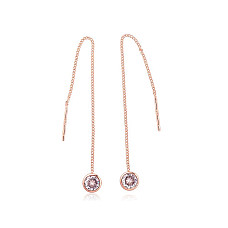 Серебряные серьги, Серебро 925 проба, красное золото (покрытие), Цирконы