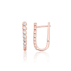 Серебряные серьги на английском замке, 2.4 g, Серебро 925 проба, красное золото (покрытие), Цирконы