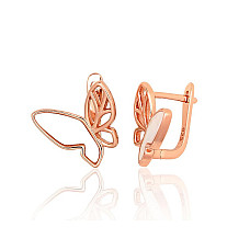 Серебряные серьги на английском замке, 4.2 g, Серебро 925 проба, красное золото (покрытие), Перламутр