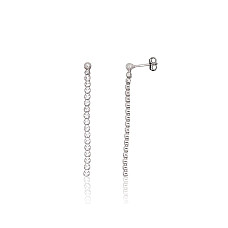 Серебряные серьги-пуссеты, 1.7 g, Серебро 925 проба, родий (покрытие), Цирконы