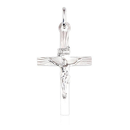Крестики и иконки, Крест с распятием - Серебряный кулон, 0.8 g, Серебро 925 проба