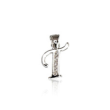 Серебряный кулон, 0.7 g, Серебро 925 проба, родий (покрытие), Цирконы