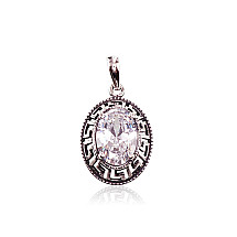 Серебряный кулон, Серебро 925 проба, оксид (покрытие), Цирконы