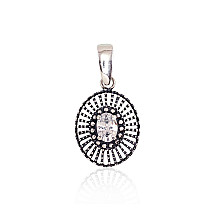 Серебряный кулон, Серебро 925 проба, оксид (покрытие), Цирконы