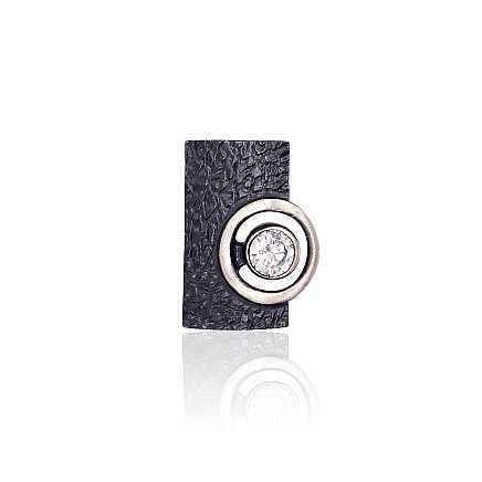 Женские,  - Серебряный кулон, 2.5 g, Серебро 925 проба, оксид (покрытие), Цирконы