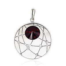 Серебряный кулон, Серебро 925 проба, оксид (покрытие), Кристаллы
