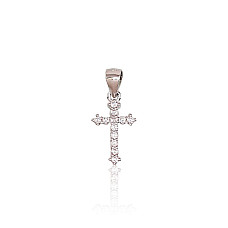 Серебряный кулон, 0.8 g, Серебро 925 проба, родий (покрытие), Цирконы