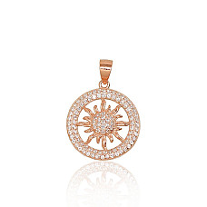 Серебряный кулон, Серебро 925 проба, красное золото (покрытие), Цирконы