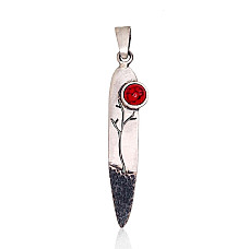 Серебряный кулон, Серебро 925 проба, оксид (покрытие), Коралл (Имитация)