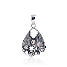 Серебряный кулон, Серебро 925 проба, оксид (покрытие), Цирконы