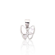 Серебряный кулон, 0.8 g, Серебро 925 проба, родий (покрытие), Цирконы , Перламутр