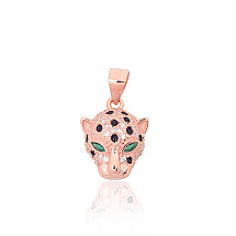 Leopard, Hõberipats, Hõbe 925 proov, punane kuld (kate), Tsirkonid , Juveeliemail