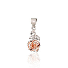 Серебряный кулон, 1.6 g, Серебро 925 проба, родий (покрытие)/, красное золото (покрытие), Цирконы