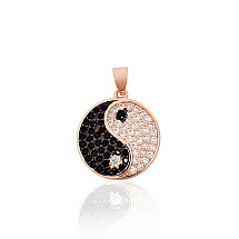 Yin Yang, Hõberipats, Hõbe 925 proov, roodium (kate)/, punane kuld (kate), Tsirkonid