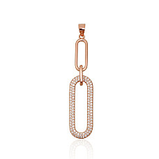 Серебряный кулон, Серебро 925 проба, красное золото (покрытие), Цирконы