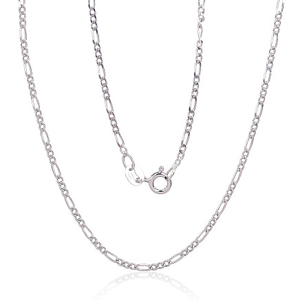 Ketid,  - Hõbekett Figaro 1, 8 mm, kantide teemanttöötlus, Hõbe 925 proov, roodium (kate)