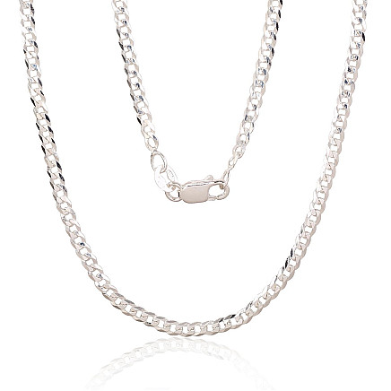 Meestele,  - Hõbekett Curb 2.5 mm, kantide teemanttöötlus, Hõbe 925 proov