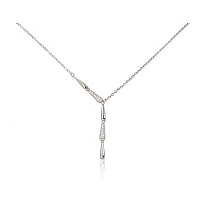 Серебряное колье, 42, 3.2 g, Серебро 925 проба, родий (покрытие), Цирконы, Регулируемая длина
