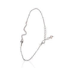 Серебряный браслет, 17, 1.6 g, Серебро 925 проба, родий (покрытие), Цирконы, Регулируемая длина