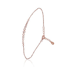 Серебряный браслет, 17, 2 g, Серебро 925 проба, красное золото (покрытие), Цирконы, Регулируемая длина